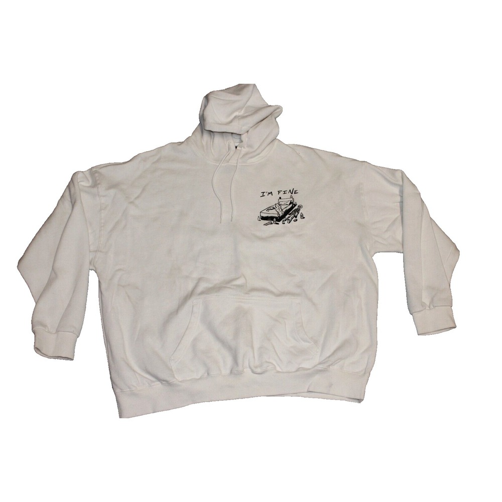 XXXL Assholess Live Forever " I'M FINE " 3X White Hoodie ALF Hooded Sweatshirt